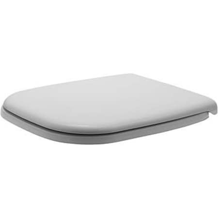 Duravit Toilet Seat, Elongated, SS, White With Cover, D-Shaped/Elongated, White 0067410000